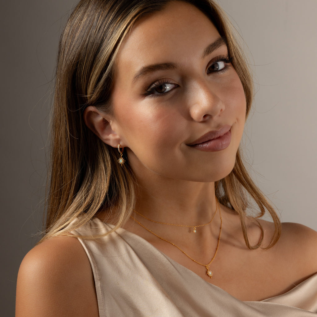 Opal Star Necklace & Earrings Set