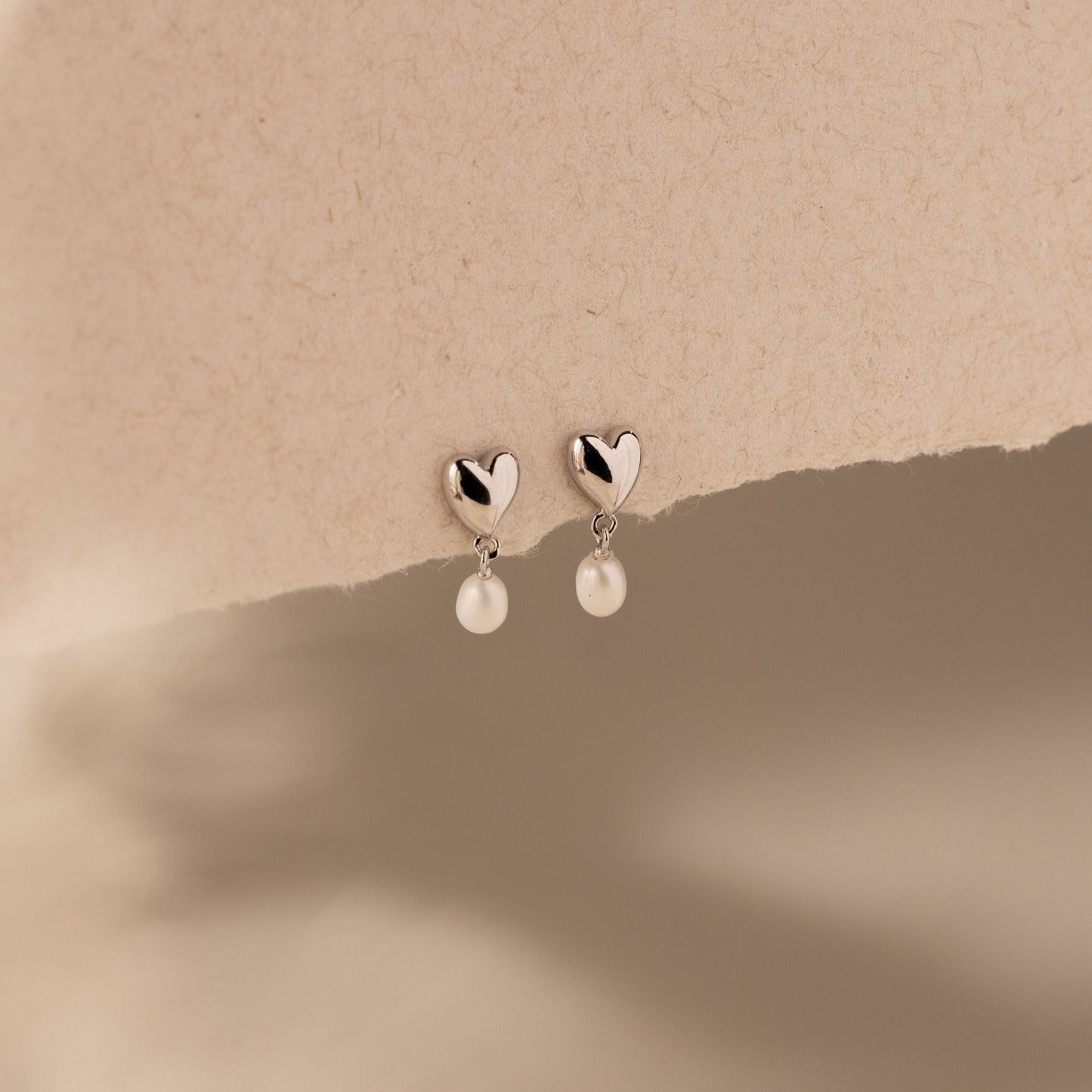 Heart Pearl Drop Earrings