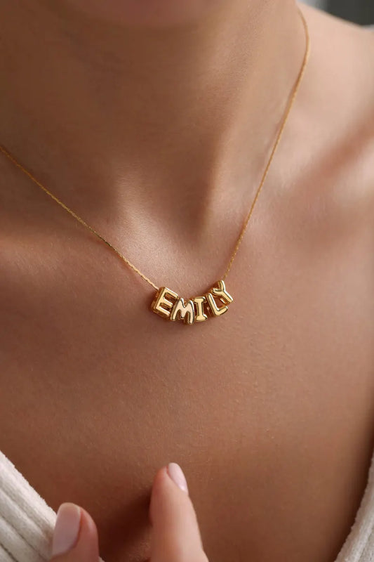 Personalized Tiny Balloon Initial Name Necklace