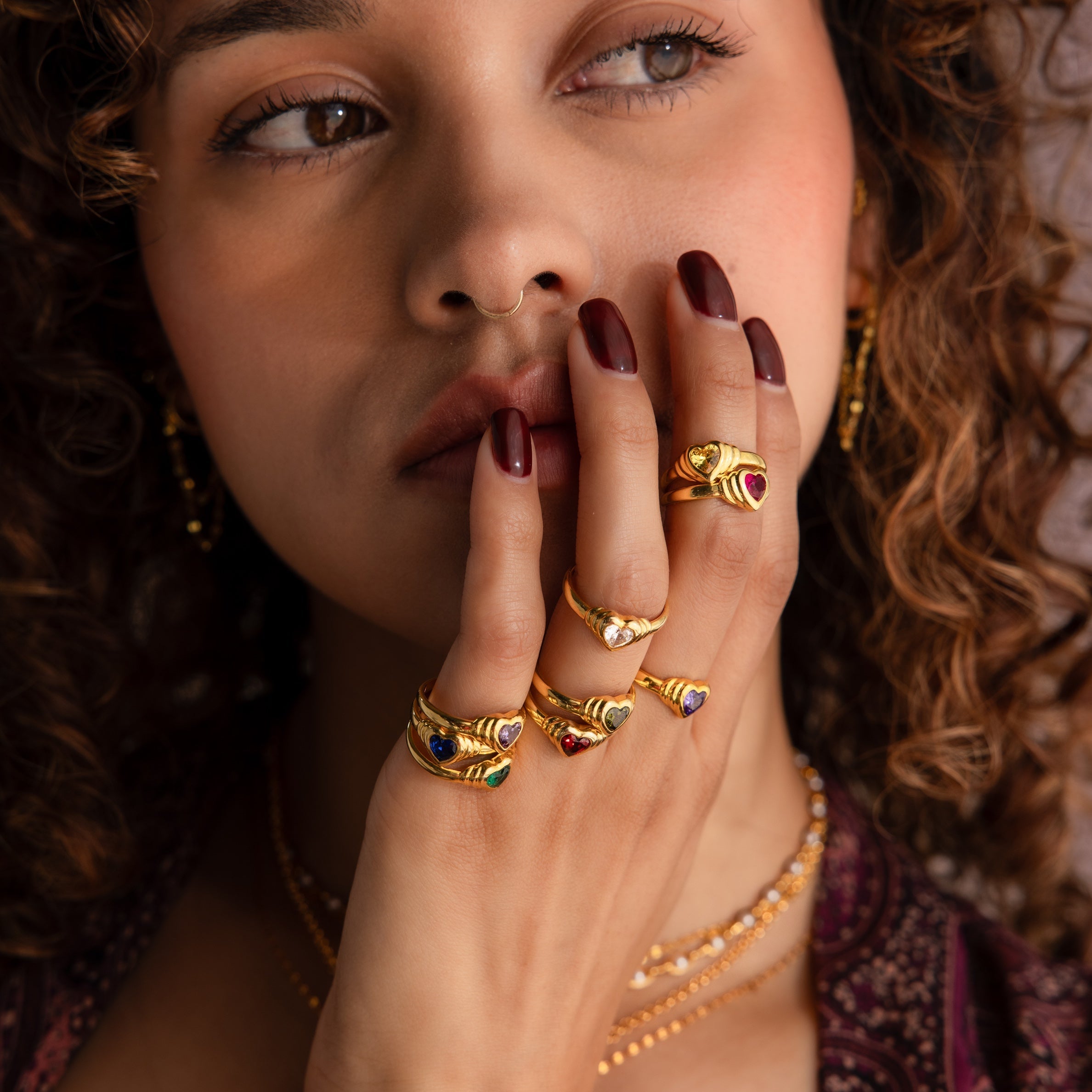 Birthstone Heart Signet Ring