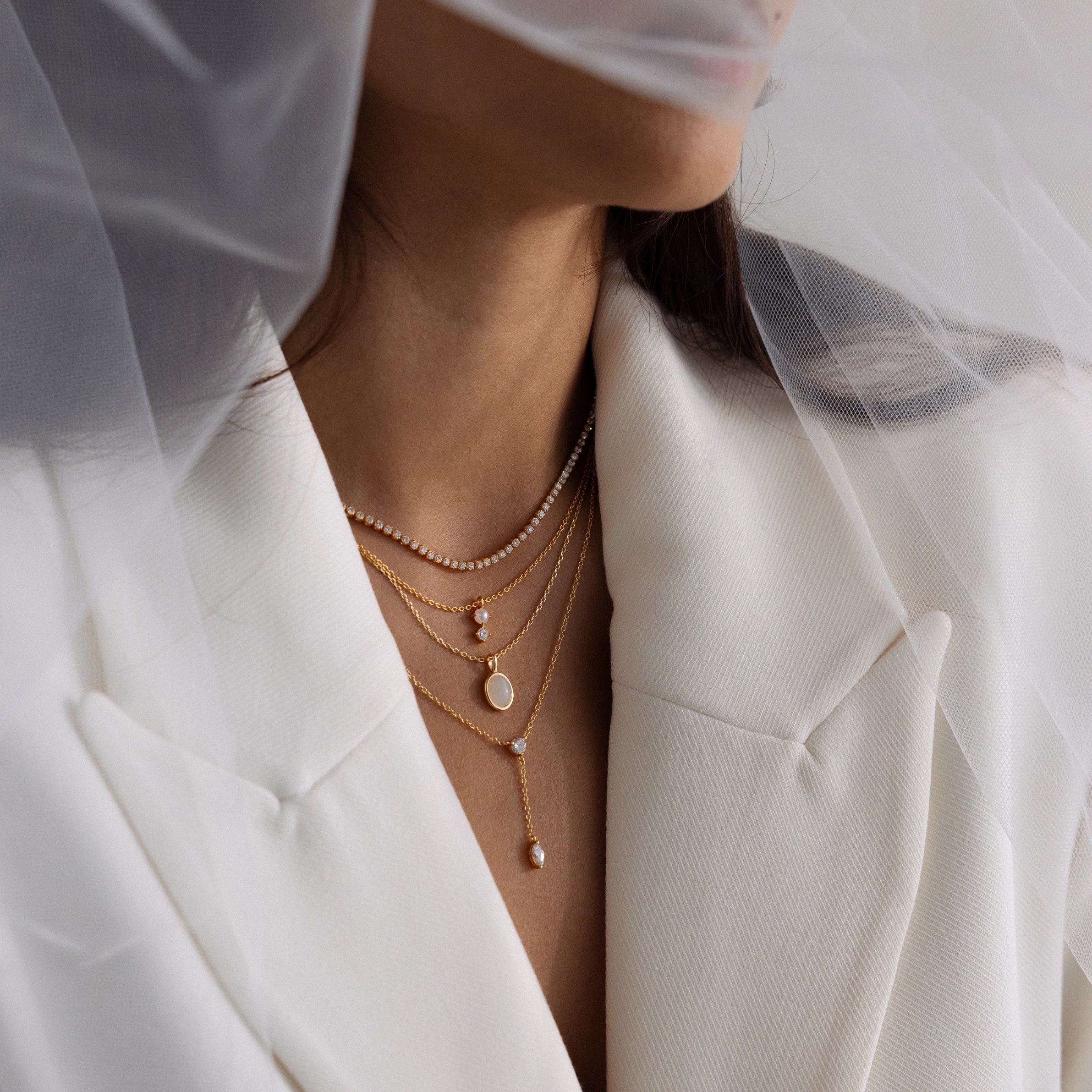 Pearl Diamond Drop Necklace