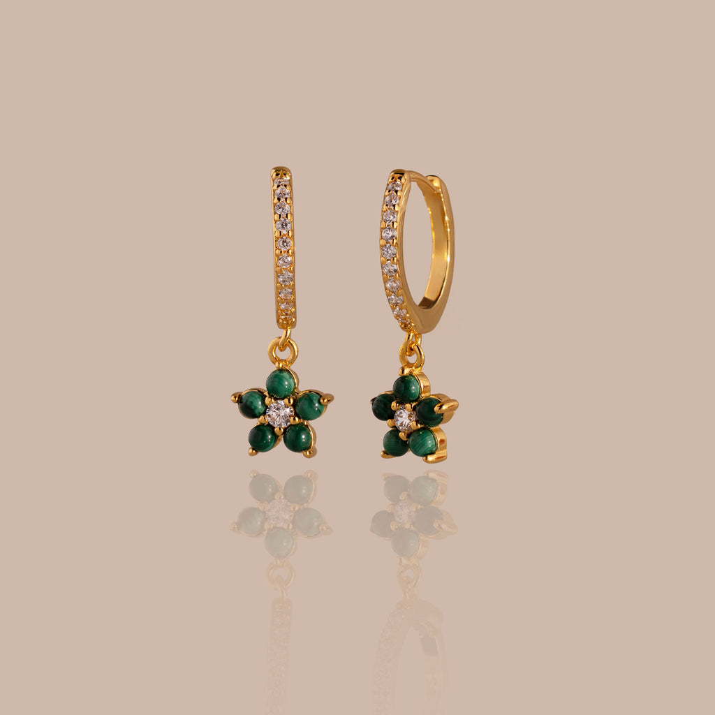 Malachite Blossom Drop Huggies