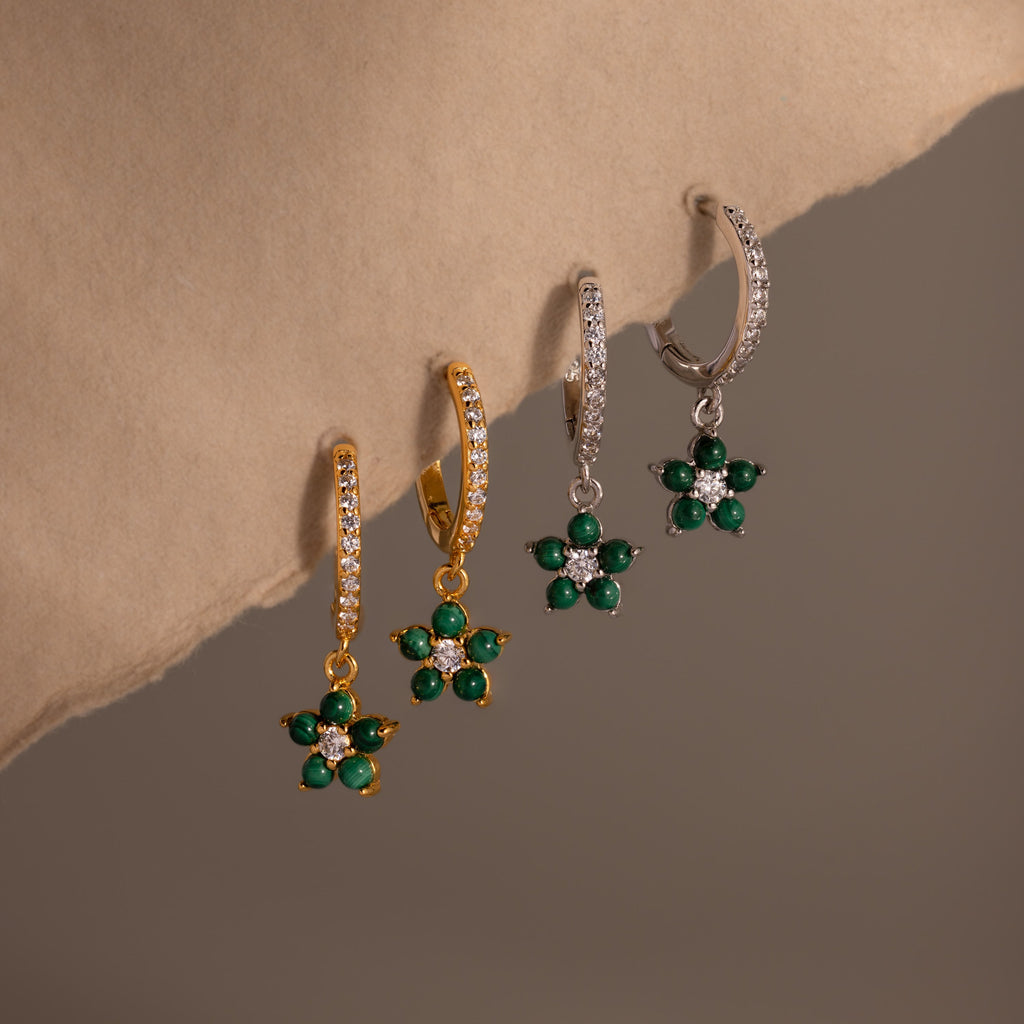 Malachite Blossom Drop Huggies
