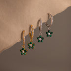 Malachite Blossom Drop Huggies