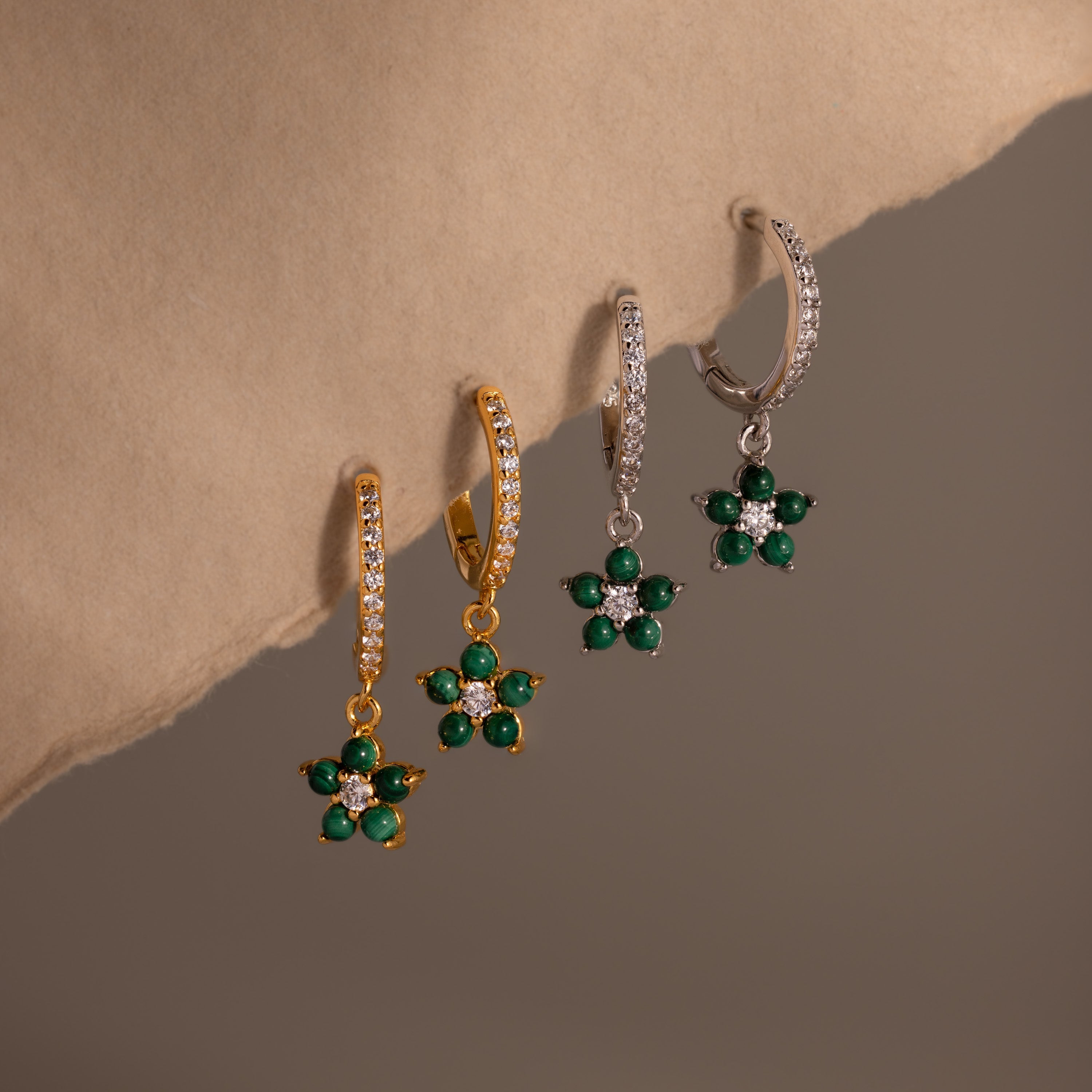 Malachite Blossom Drop Huggies
