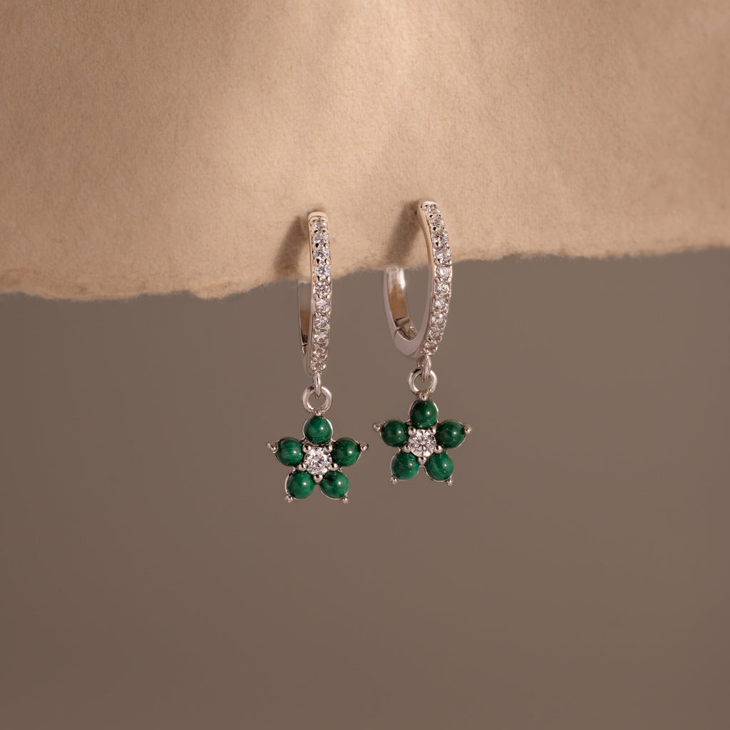 Malachite Blossom Drop Huggies