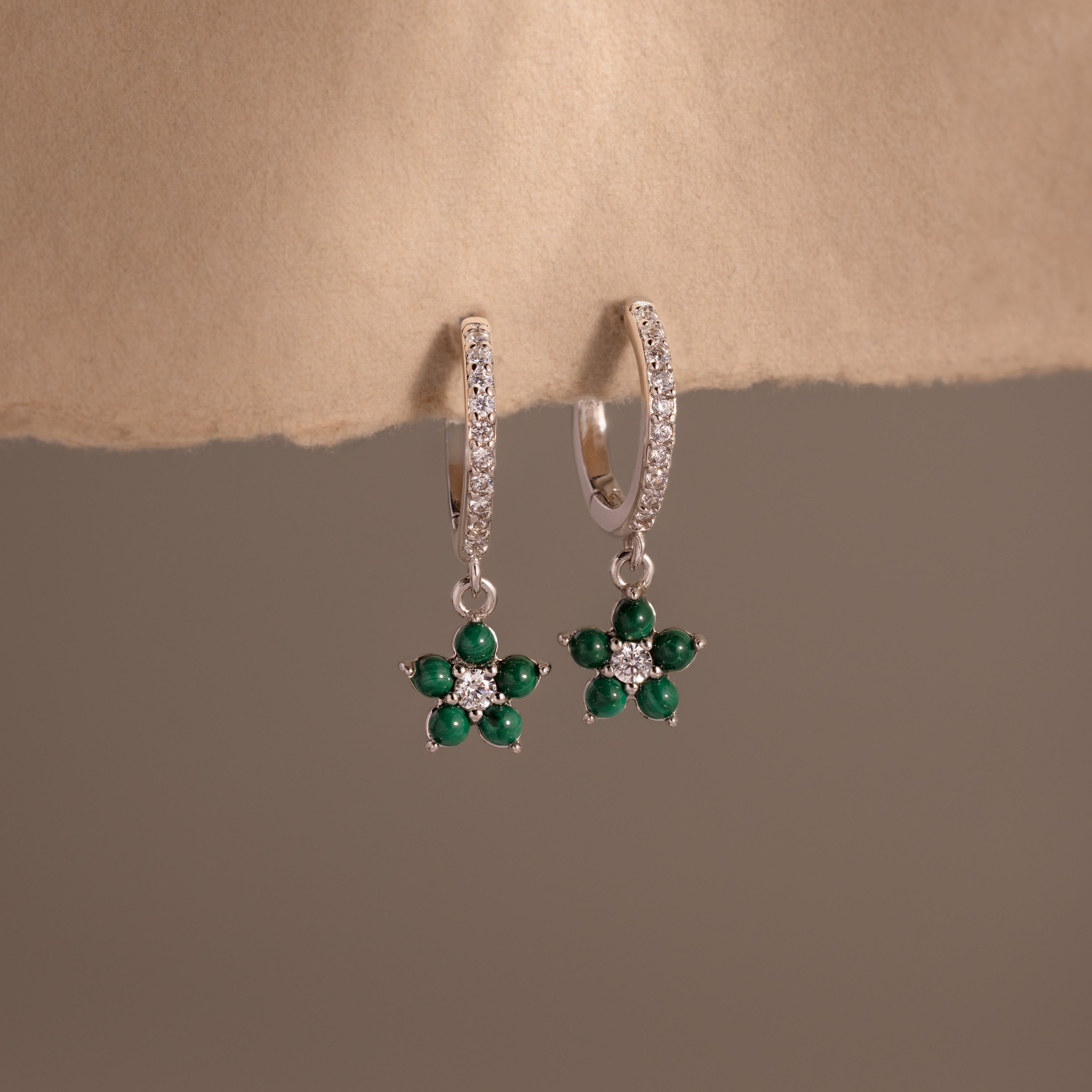 Malachite Blossom Drop Huggies
