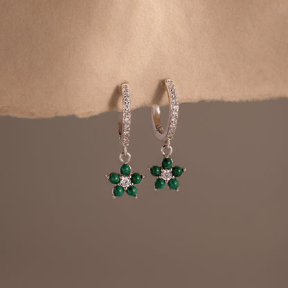 Malachite Blossom Drop Huggies