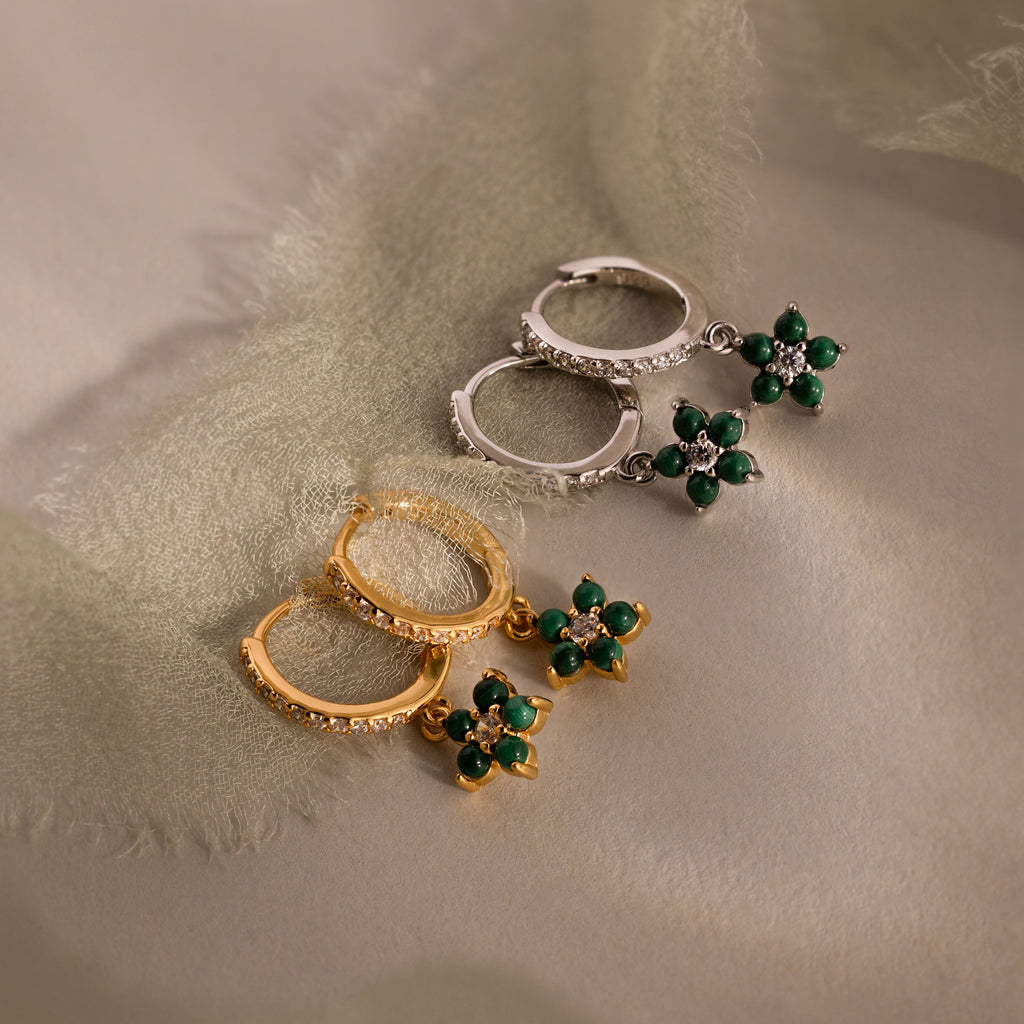 Malachite Blossom Drop Huggies