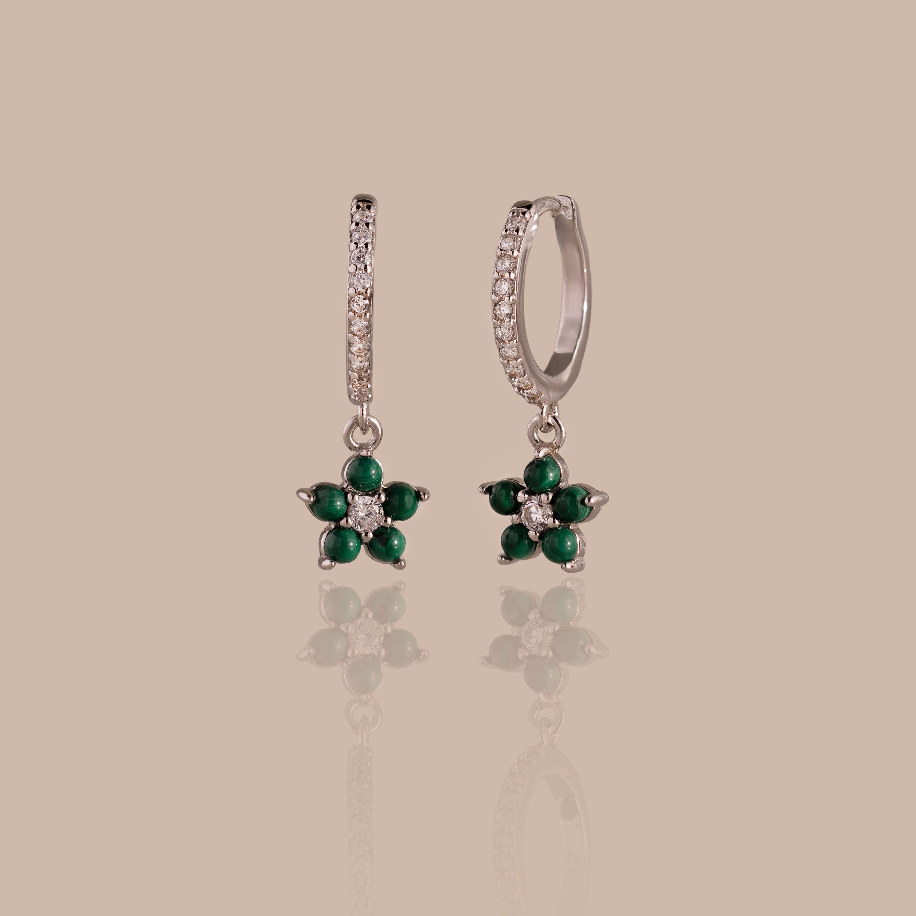 Malachite Blossom Drop Huggies