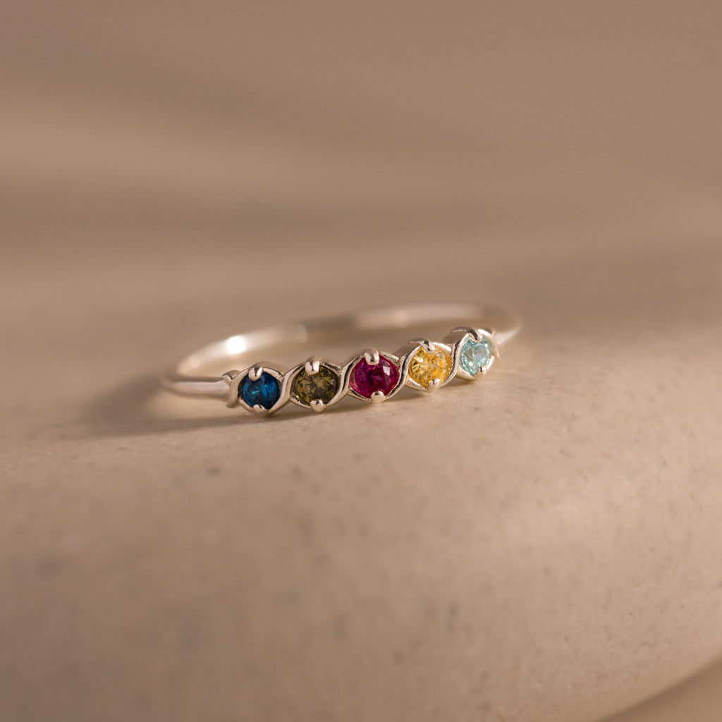 Woven Multiple Birthstone Ring