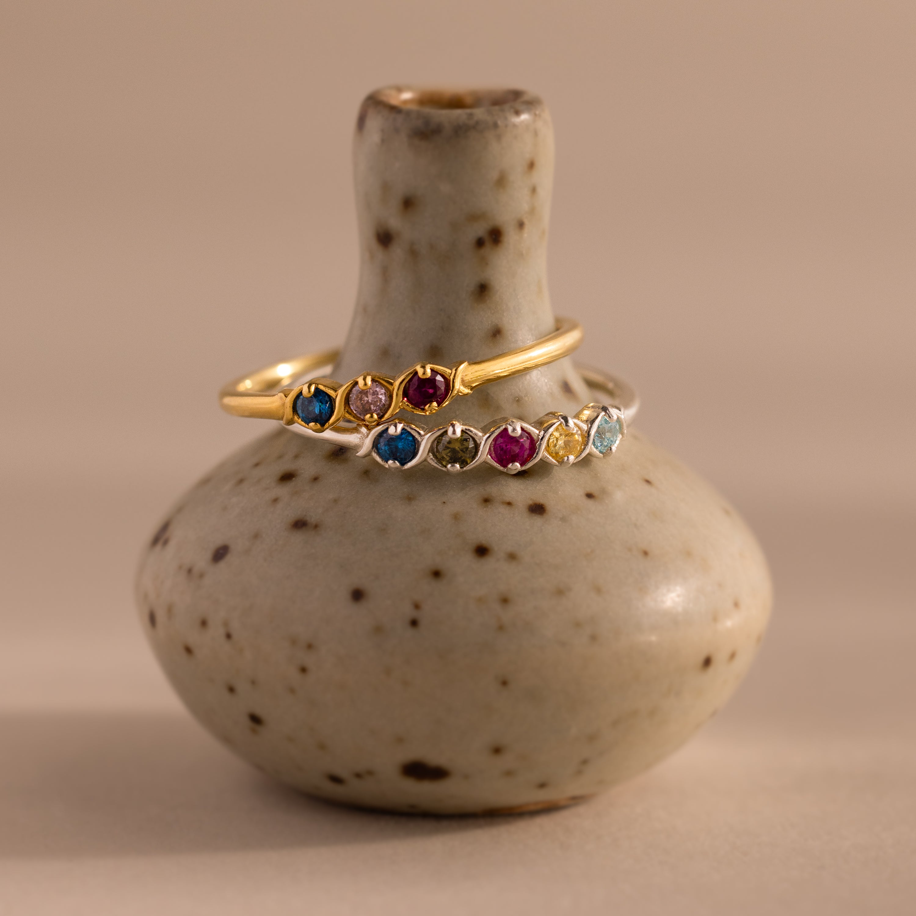 Woven Multiple Birthstone Ring