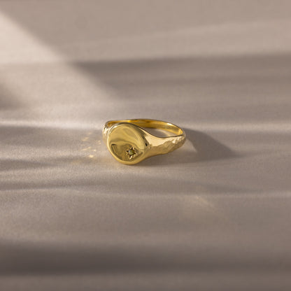North Star Birthstone Signet Ring
