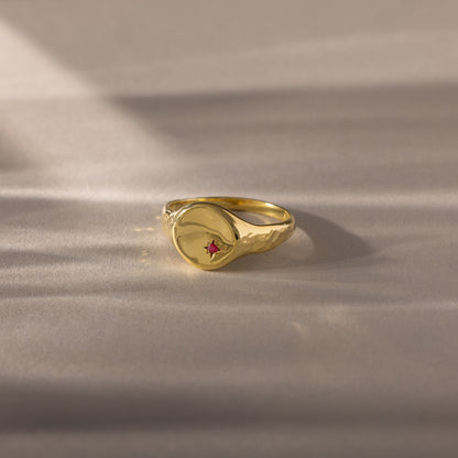 North Star Birthstone Signet Ring