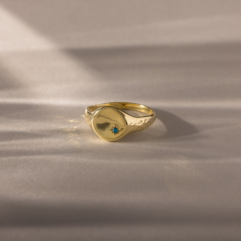 North Star Birthstone Signet Ring