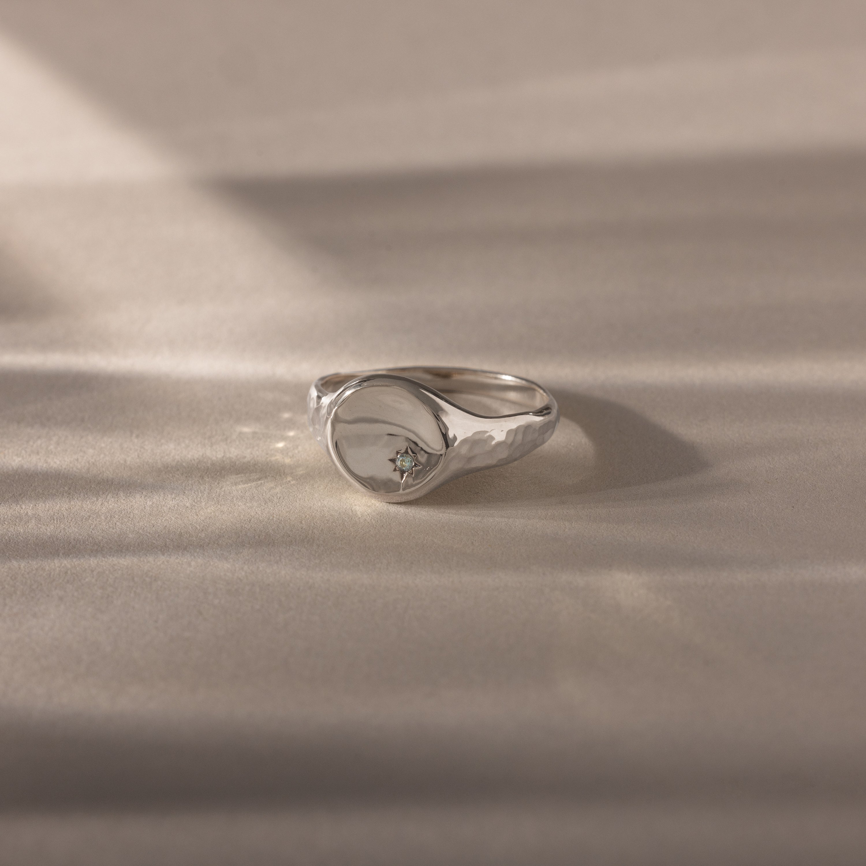 North Star Birthstone Signet Ring