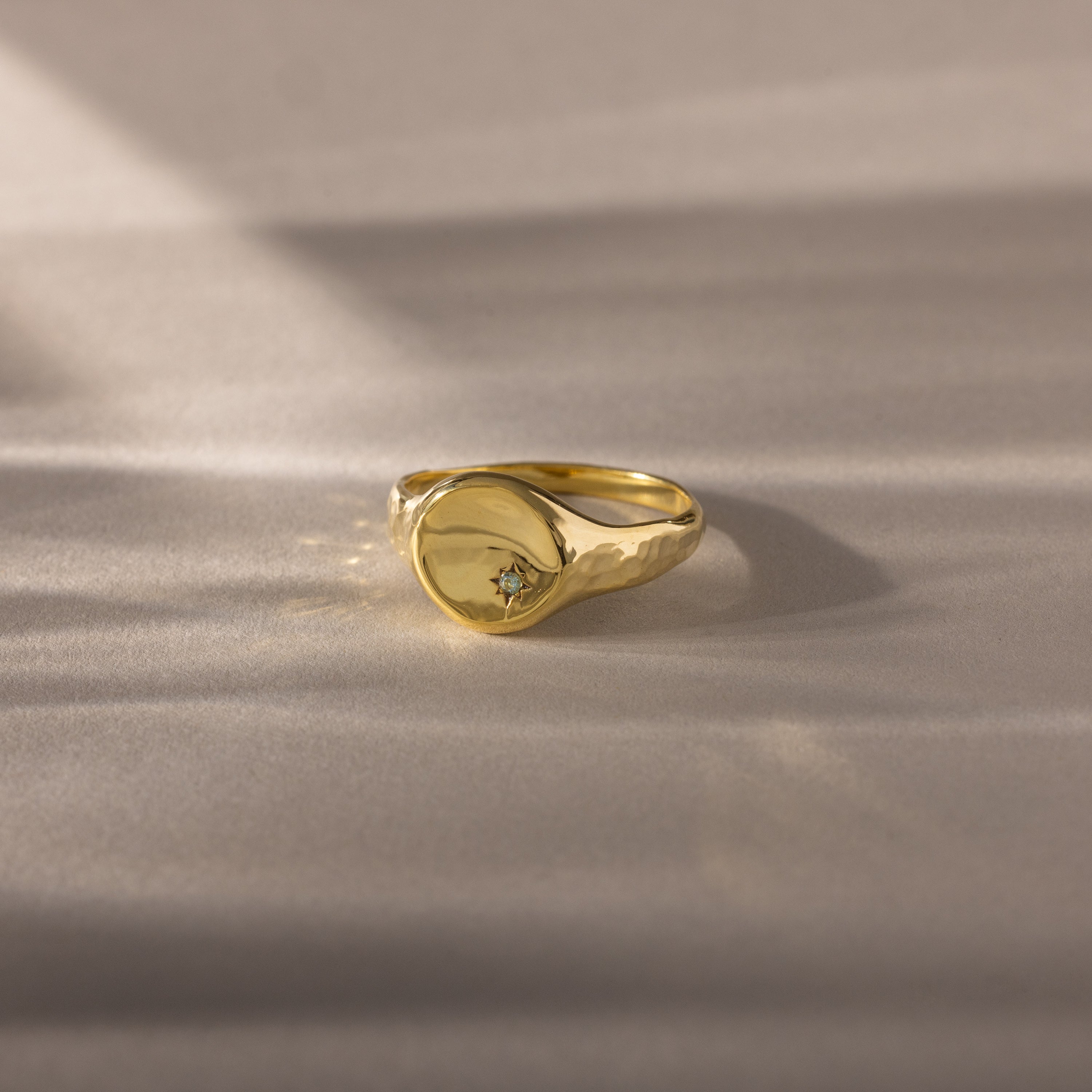 North Star Birthstone Signet Ring
