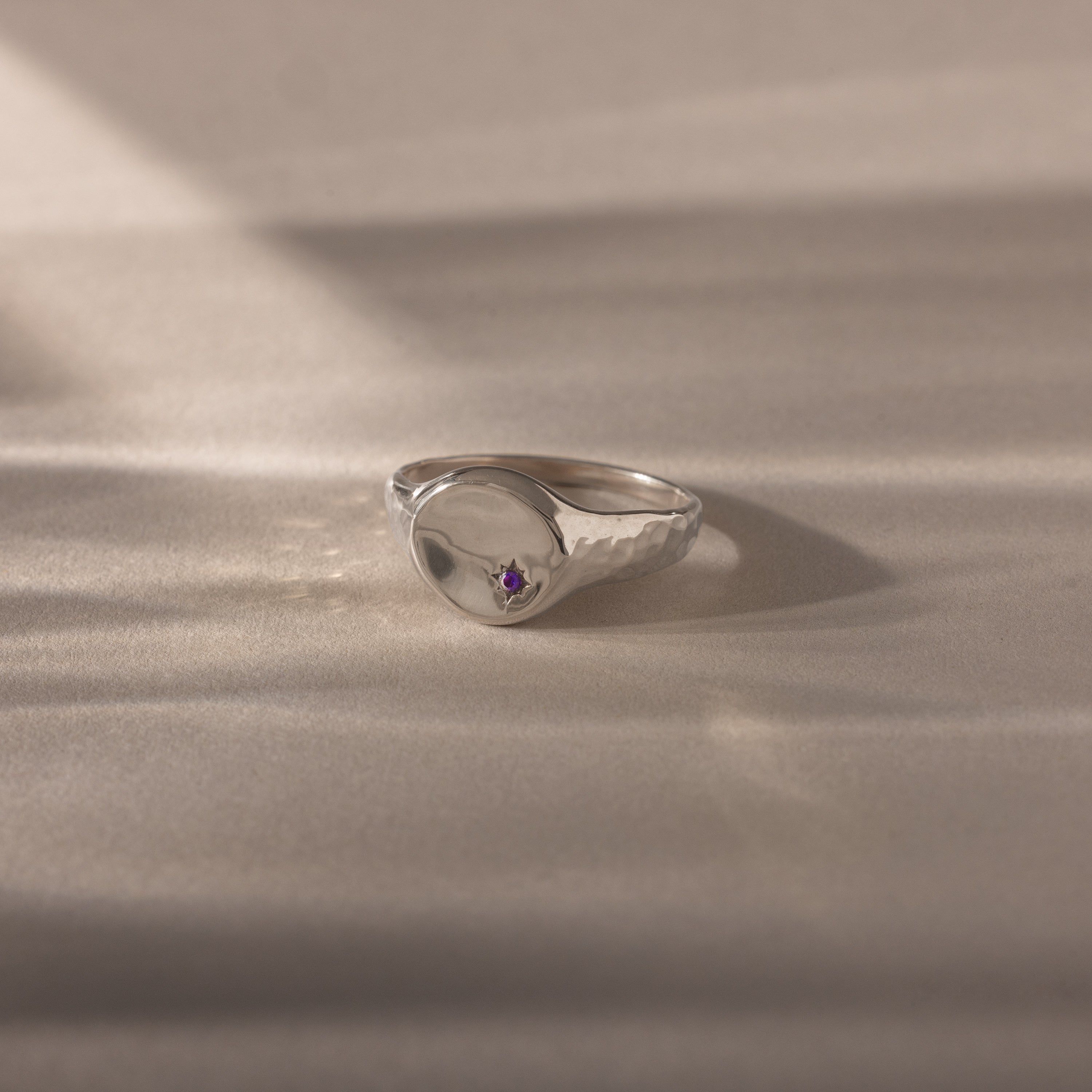 North Star Birthstone Signet Ring