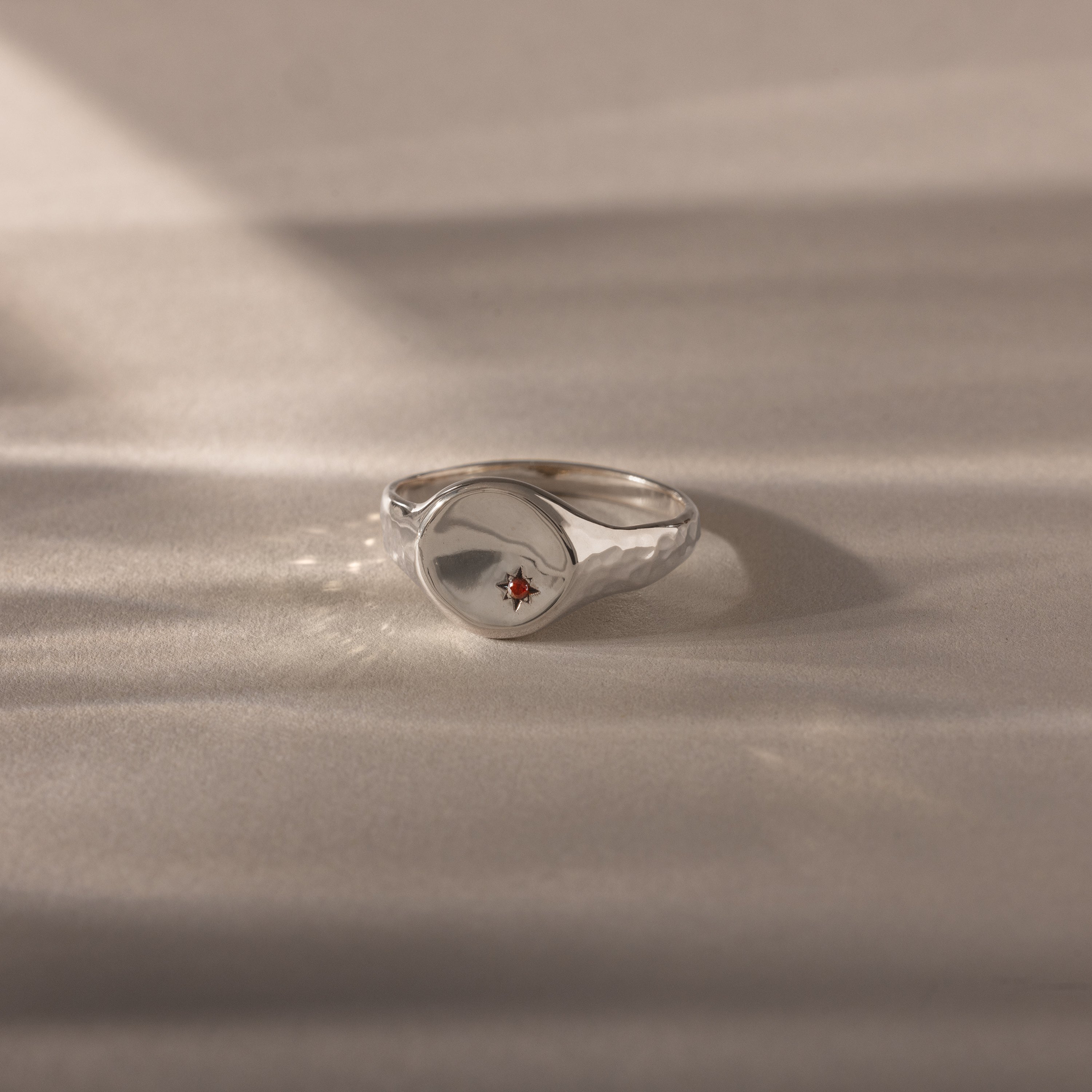 North Star Birthstone Signet Ring