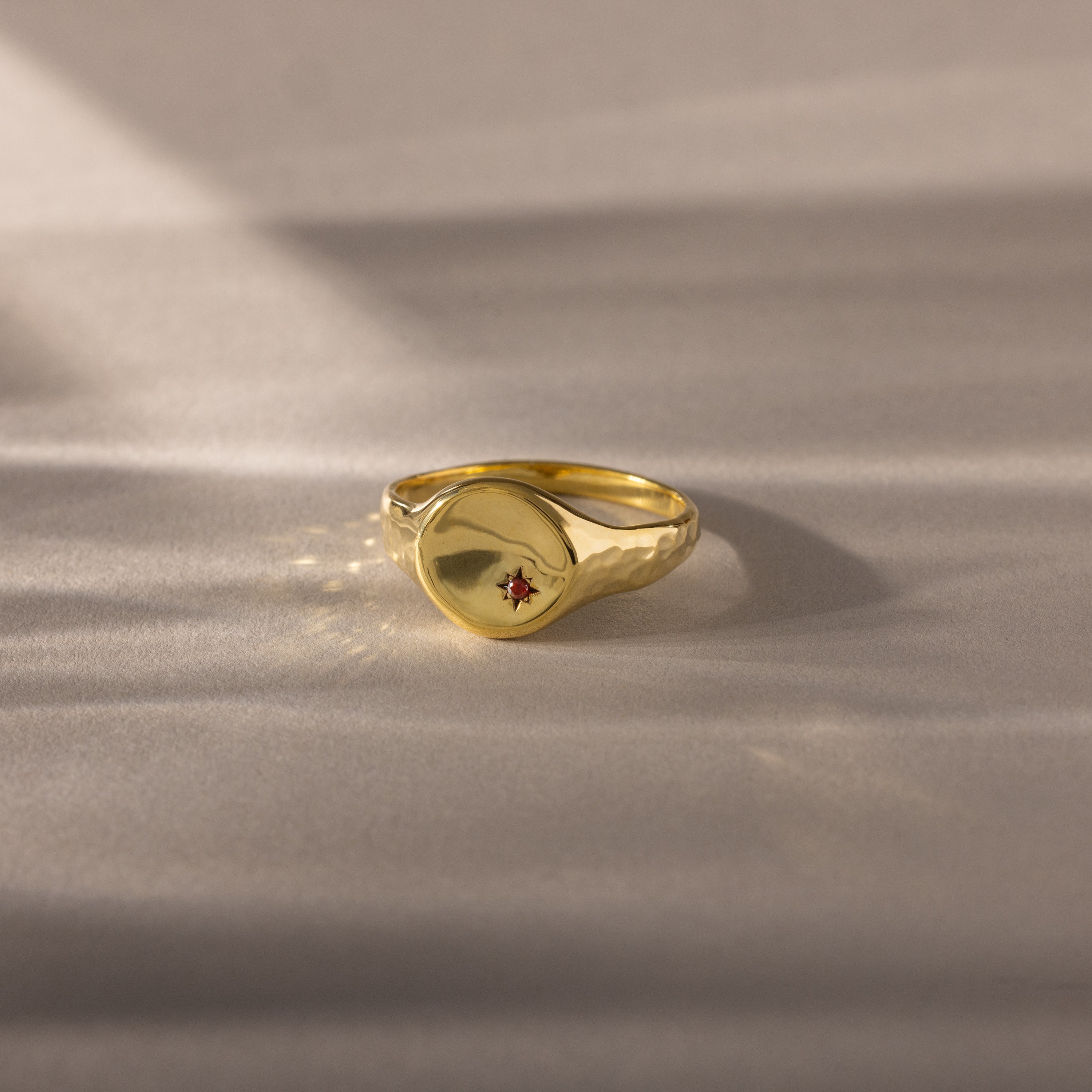 North Star Birthstone Signet Ring