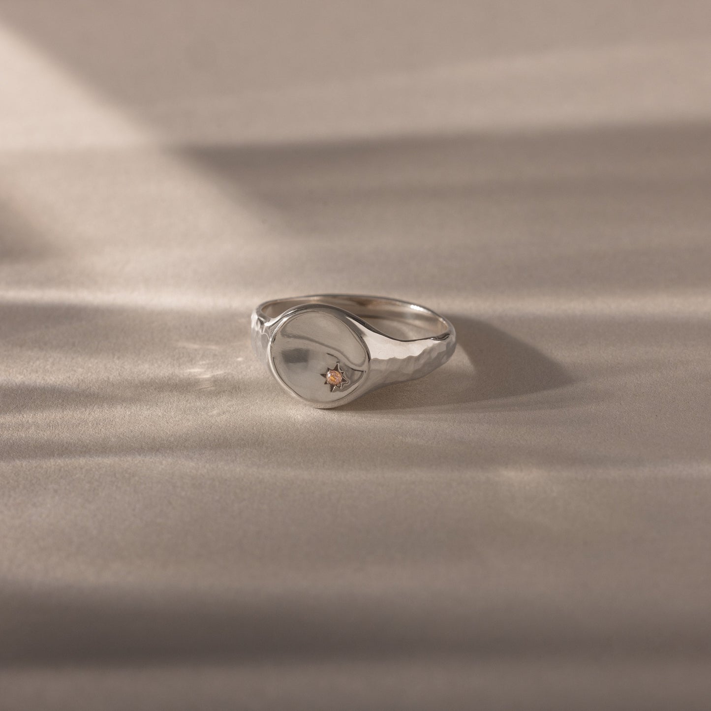 North Star Birthstone Signet Ring