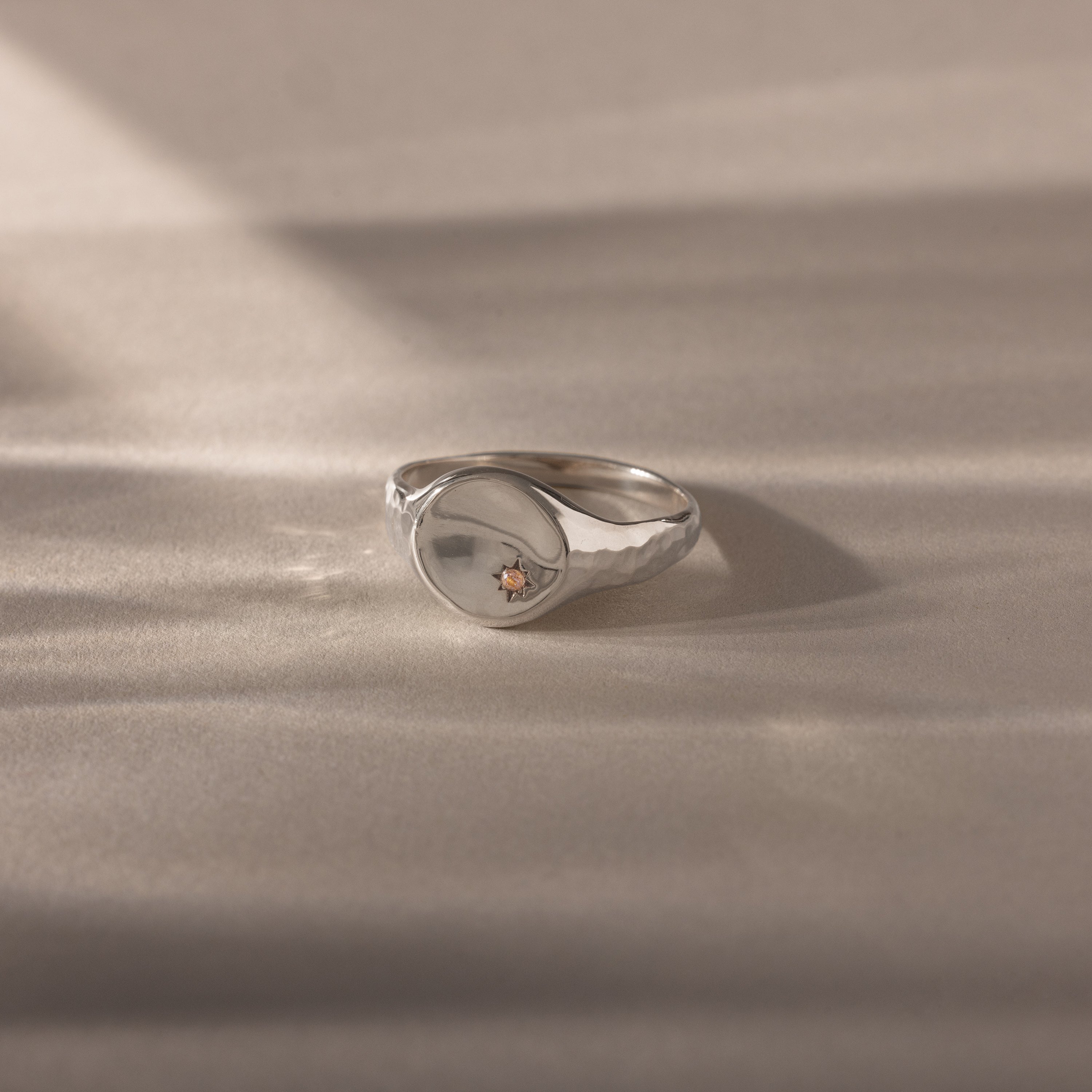 North Star Birthstone Signet Ring