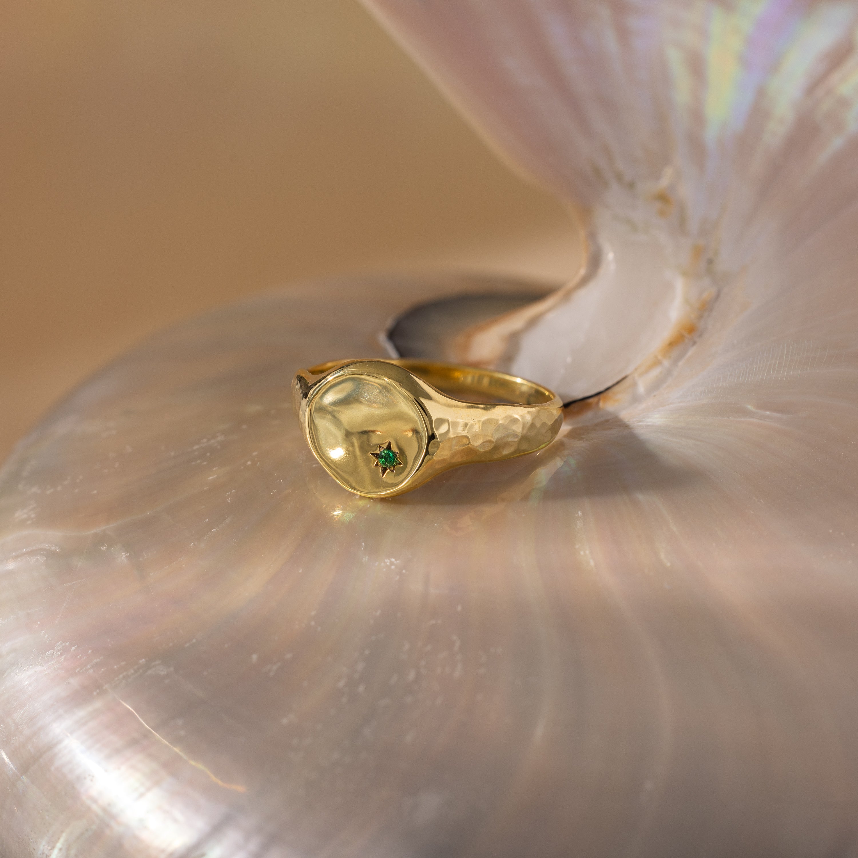North Star Birthstone Signet Ring