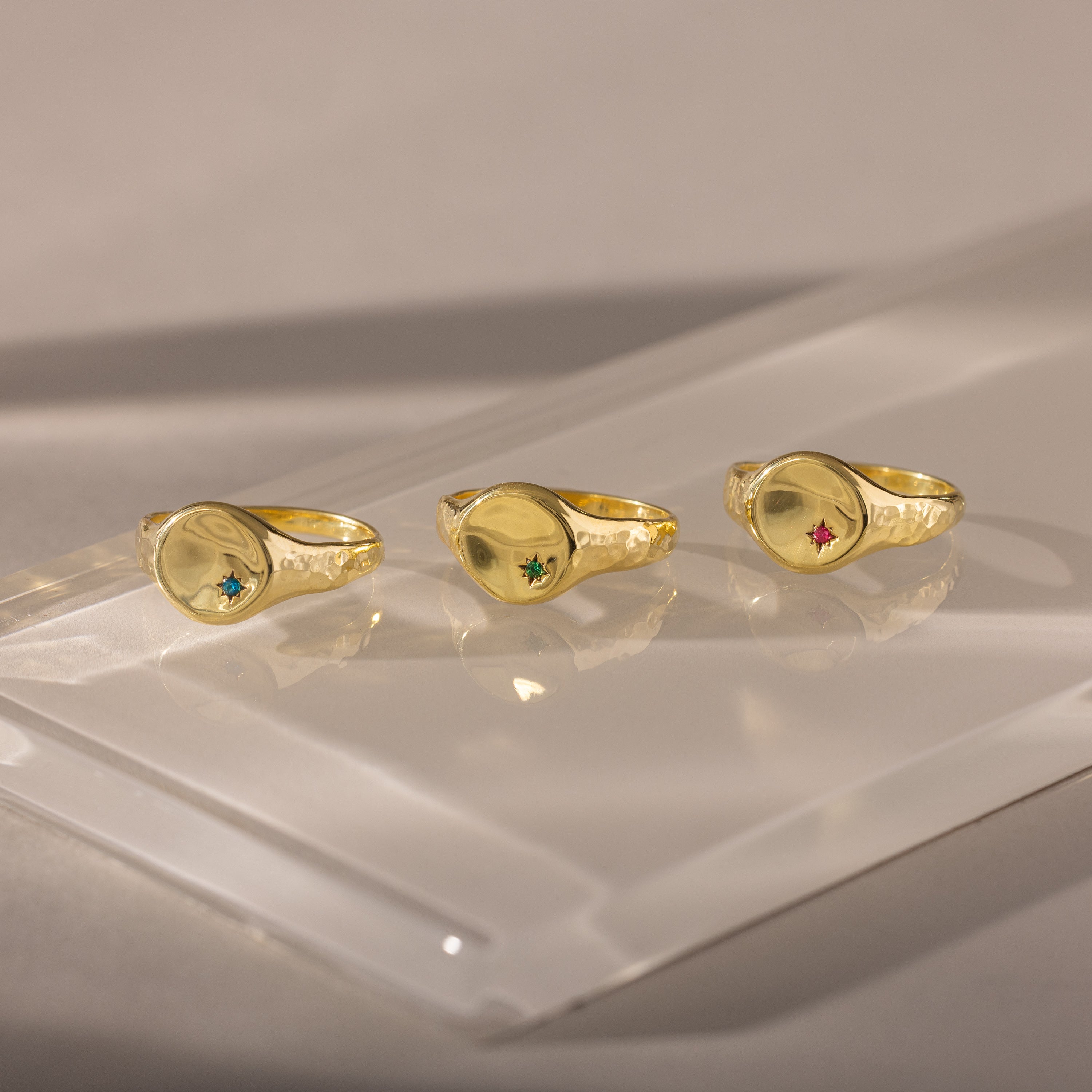 North Star Birthstone Signet Ring
