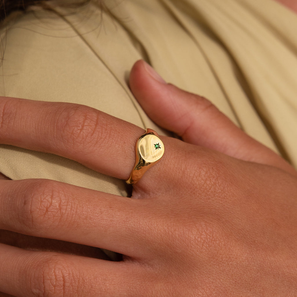 North Star Birthstone Signet Ring