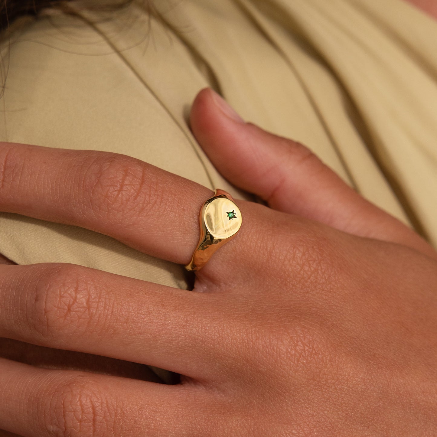 North Star Birthstone Signet Ring