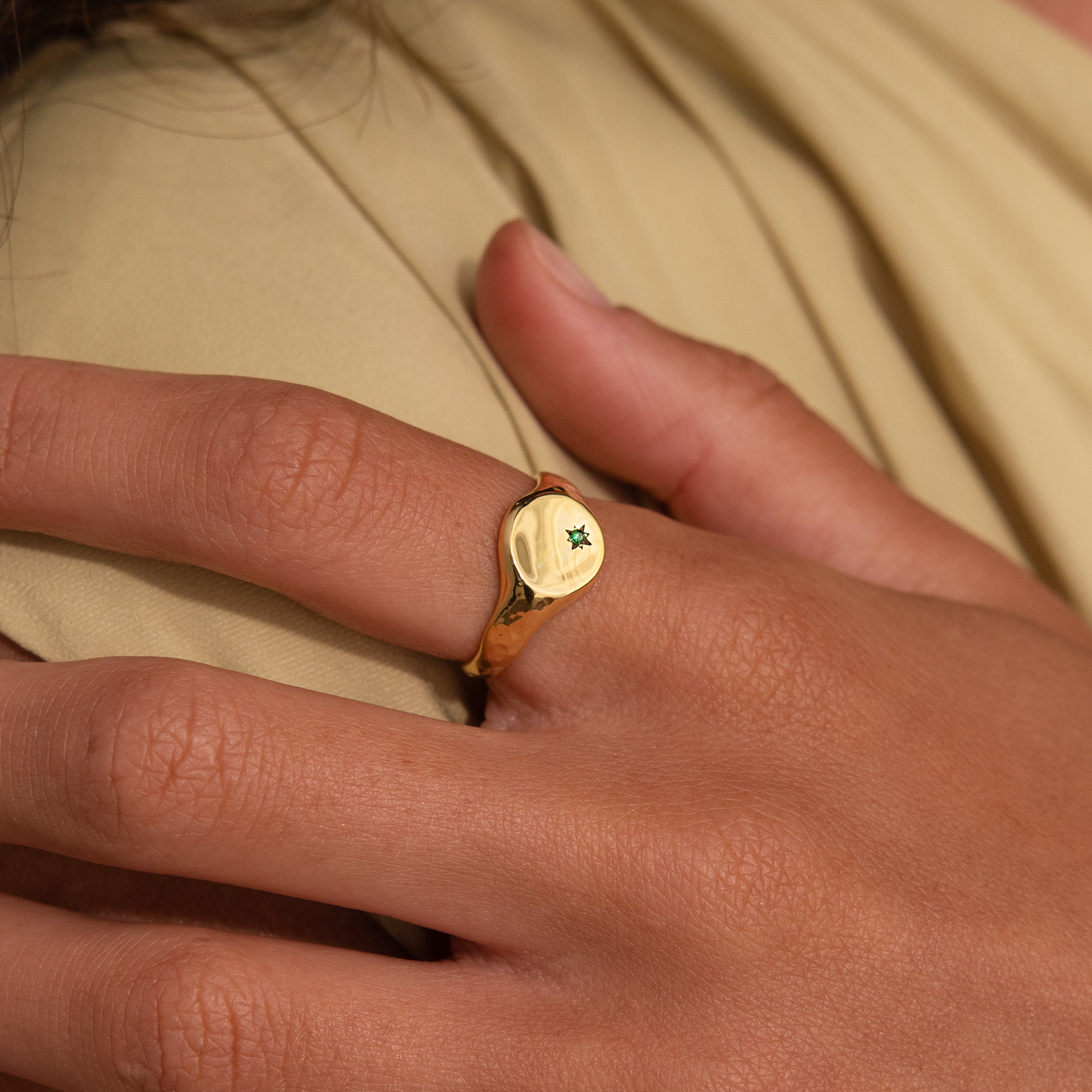 North Star Birthstone Signet Ring