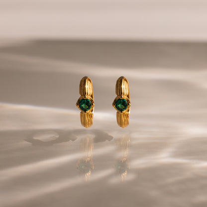 Ribbed Birthstone Huggies