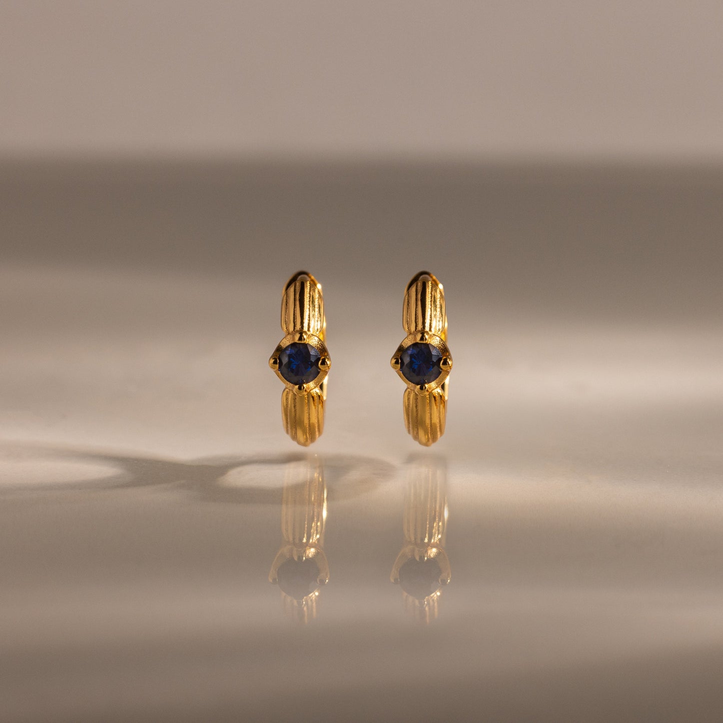 Ribbed Birthstone Huggies