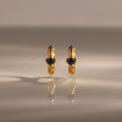 Ribbed Birthstone Huggies