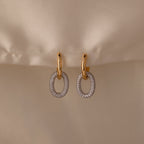 Mixed Metal Linked Pave Hoops
