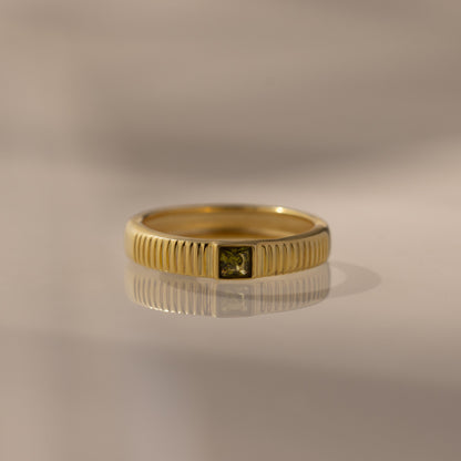 Ribbed Birthstone Band