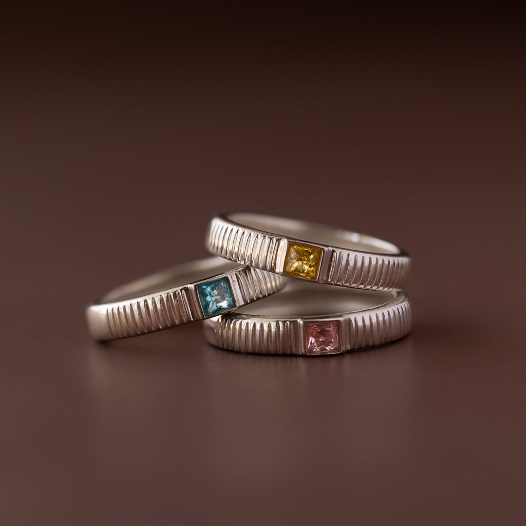 Ribbed Birthstone Band
