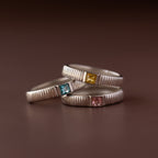 Ribbed Birthstone Band