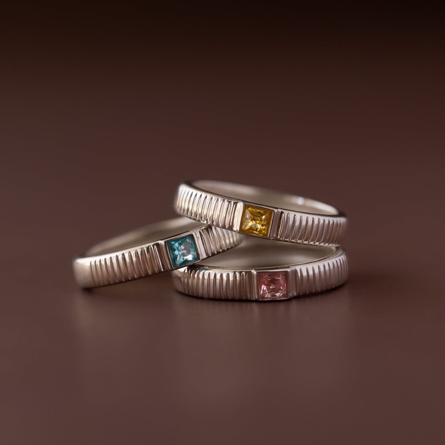 Ribbed Birthstone Band