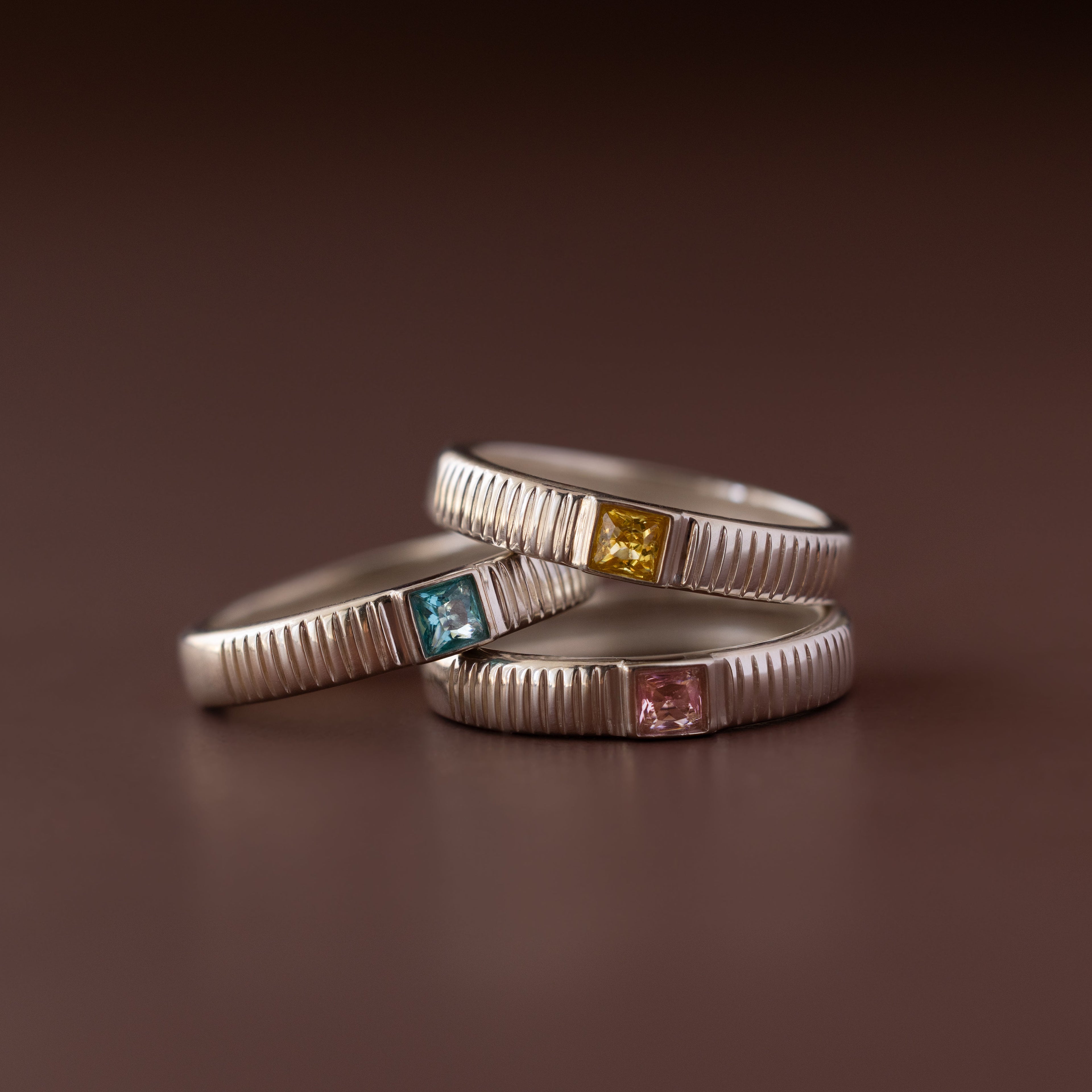 Ribbed Birthstone Band