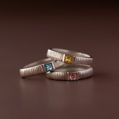 Ribbed Birthstone Band