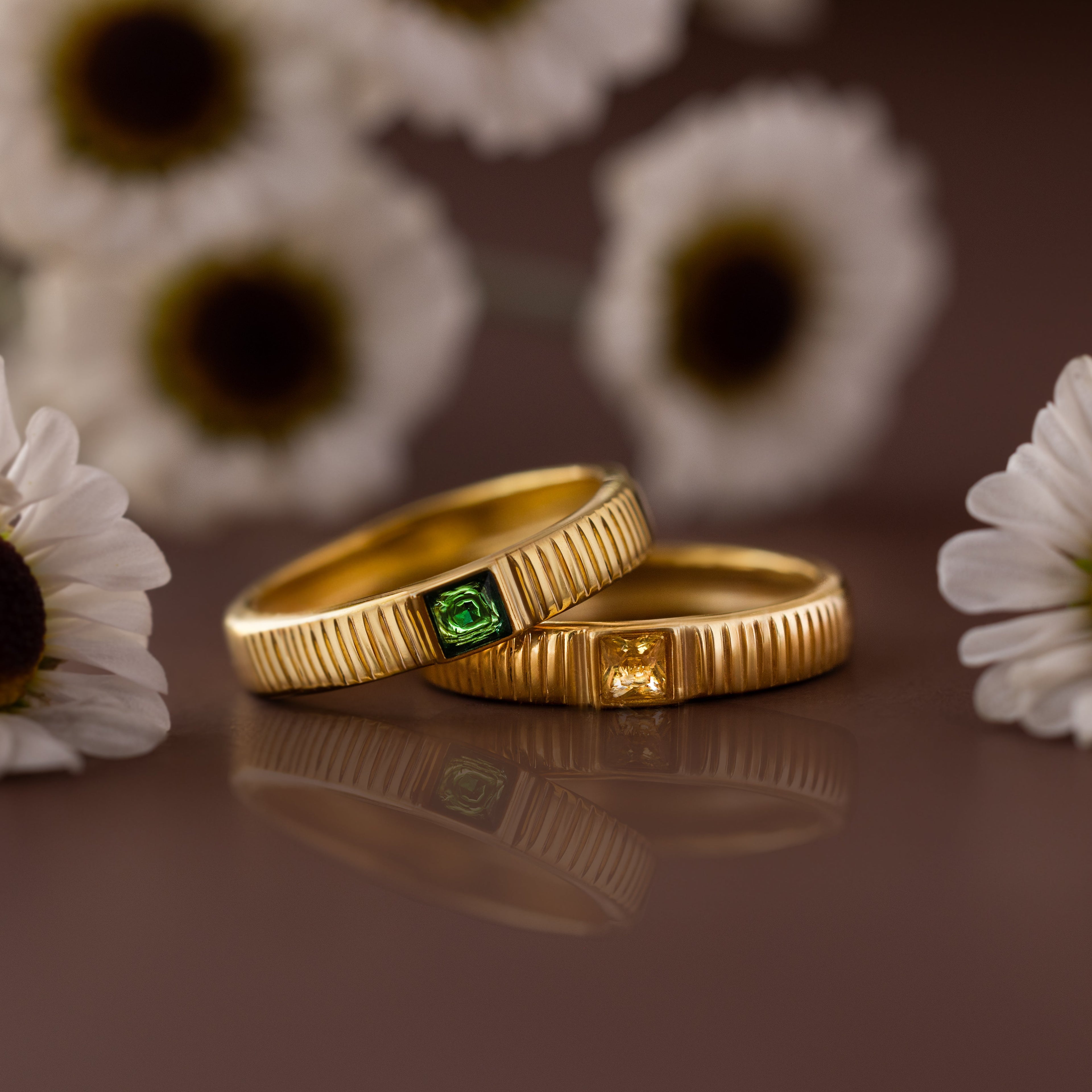 Ribbed Birthstone Band