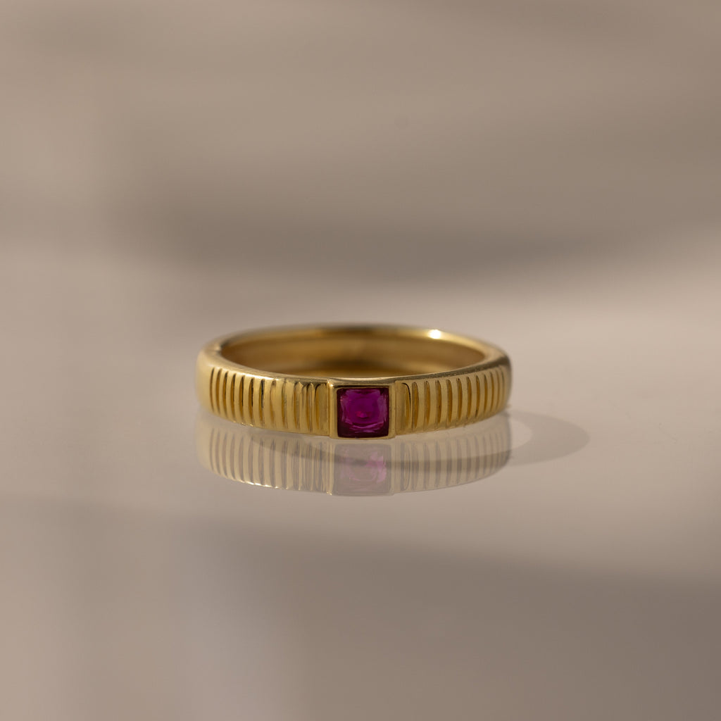 Ribbed Birthstone Band