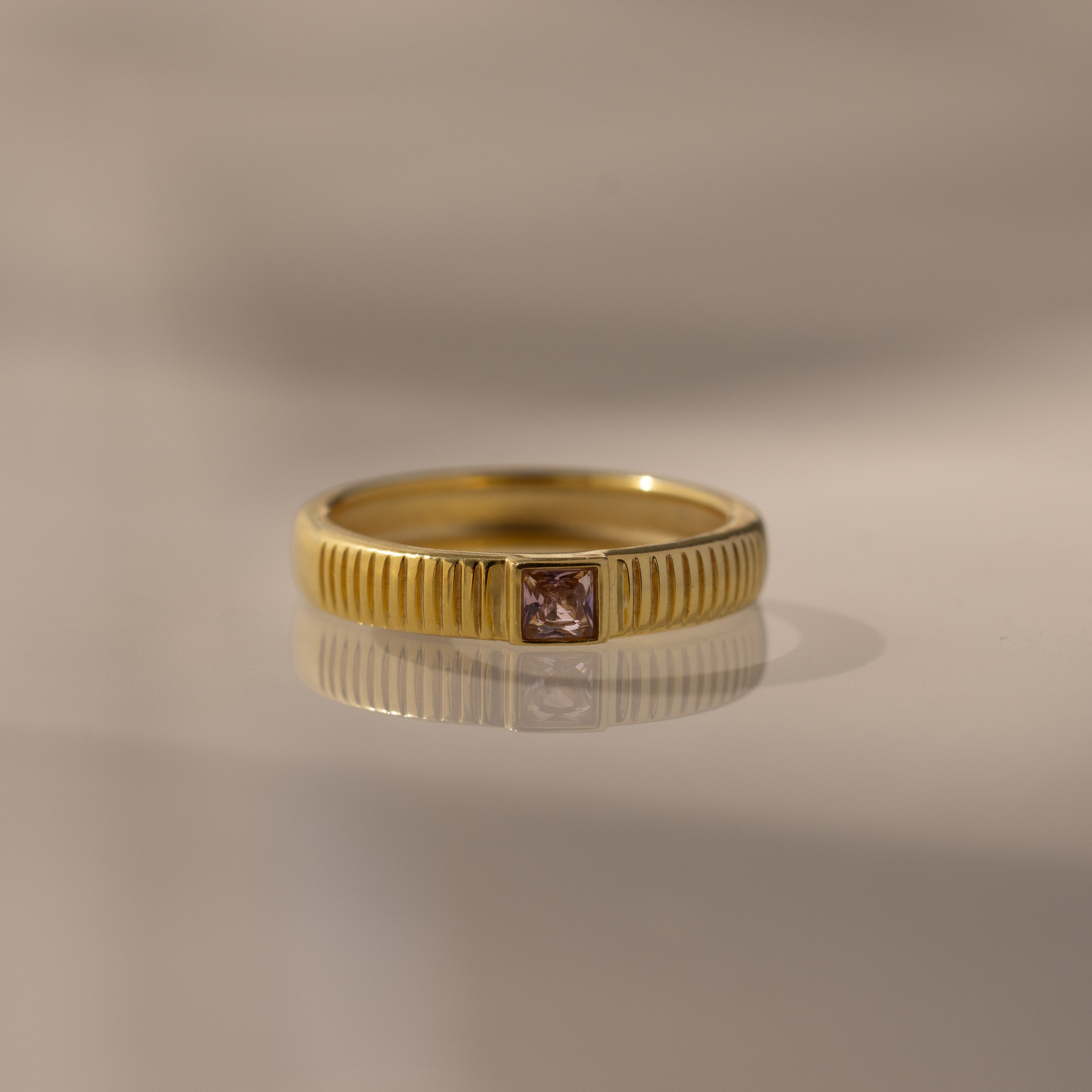 Ribbed Birthstone Band