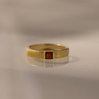 Ribbed Birthstone Band