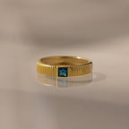 Ribbed Birthstone Band