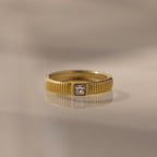 Ribbed Birthstone Band