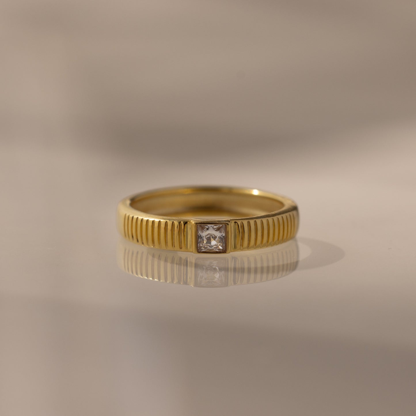 Ribbed Birthstone Band