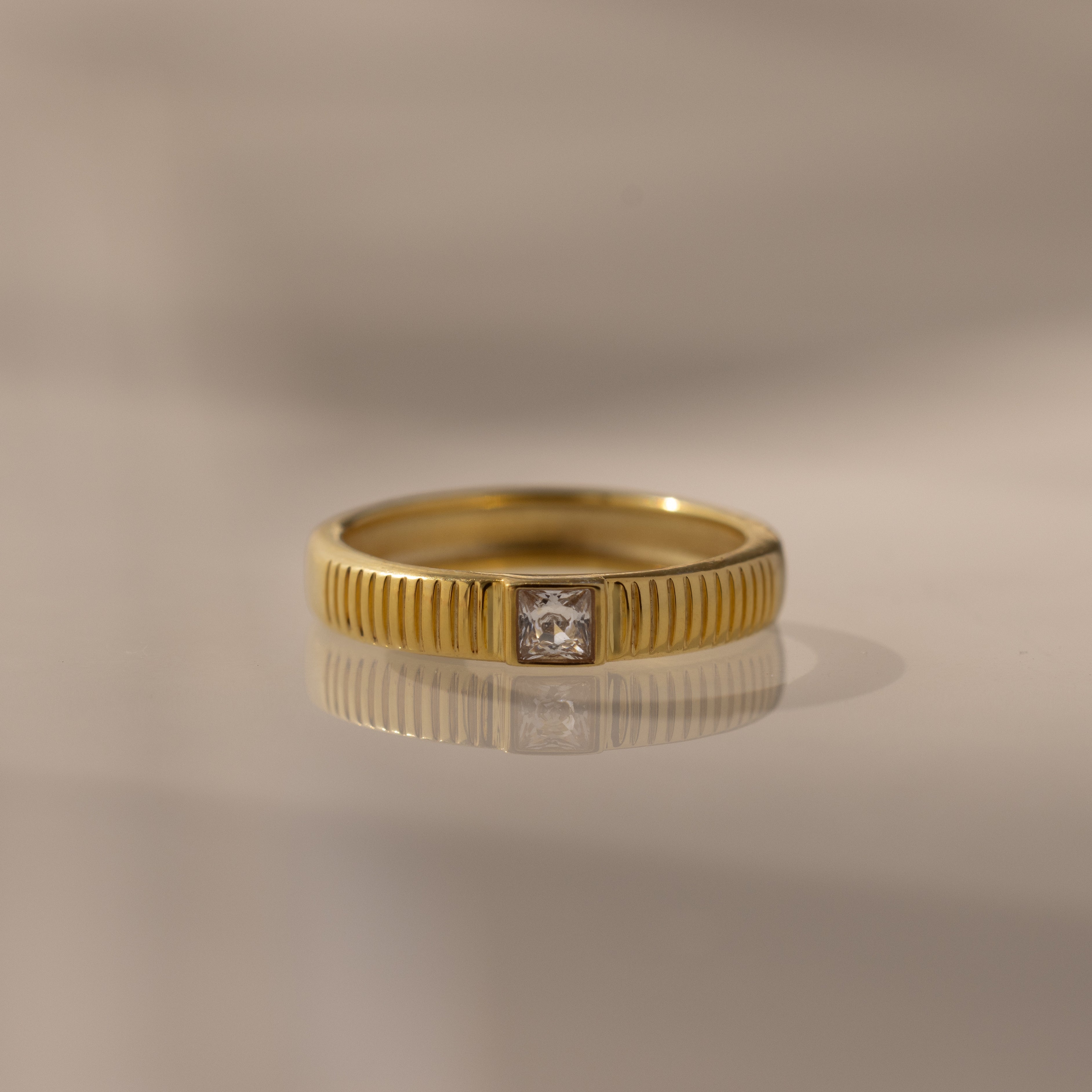 Ribbed Birthstone Band