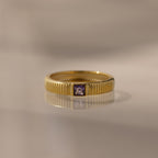 Ribbed Birthstone Band
